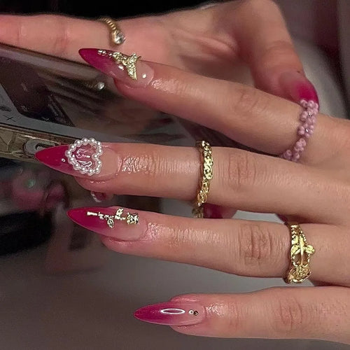  Pink Bow Press on Nails cashymart