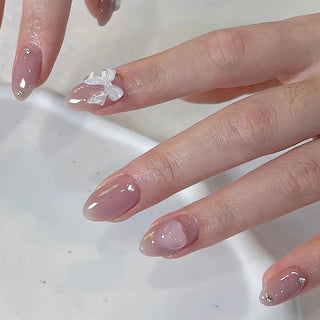  Pink Bow Press on Nails cashymart
