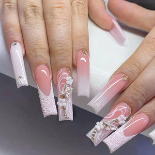 Pink Bow Press on Nails cashymart