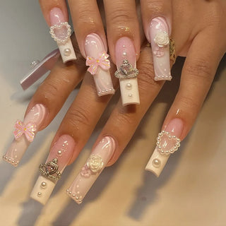  Pink Bow Press on Nails cashymart