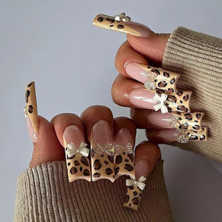  Pink French Style 3D Bowknot Press-On Nails cashymart