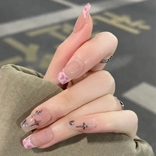 Pink French Style 3D Bowknot Press-On Nails cashymart