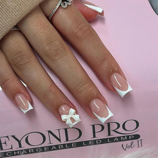  Pink French Style 3D Bowknot Press-On Nails cashymart
