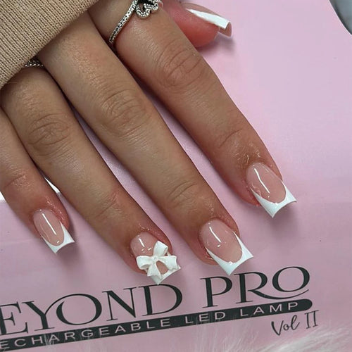  Pink French Style 3D Bowknot Press-On Nails cashymart