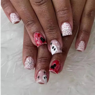  Pink Spider Web Coffin Press-On Nails cashymart