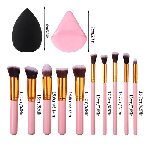  Pink Wooden Handle Makeup Brush Set 10pcs cashymart