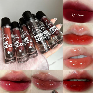  Pinkcoco Bear Doodle Mirror Lip Glaze Shiny Lip Gloss cashymart