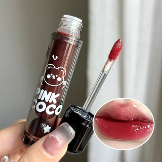  Pinkcoco Bear Doodle Mirror Lip Glaze Shiny Lip Gloss cashymart