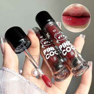  Pinkcoco Bear Doodle Mirror Lip Glaze Shiny Lip Gloss cashymart