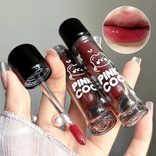  Pinkcoco Bear Doodle Mirror Lip Glaze Shiny Lip Gloss cashymart