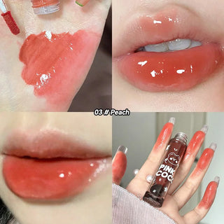  Pinkcoco Bear Doodle Mirror Lip Glaze Shiny Lip Gloss cashymart