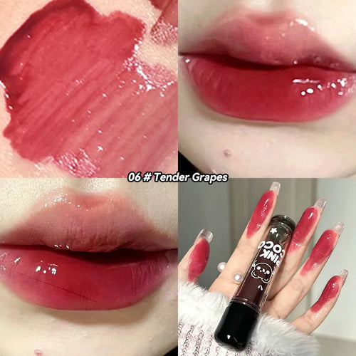  Pinkcoco Bear Doodle Mirror Lip Glaze Shiny Lip Gloss cashymart