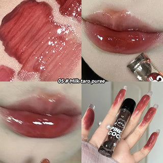  Pinkcoco Bear Doodle Mirror Lip Glaze Shiny Lip Gloss cashymart