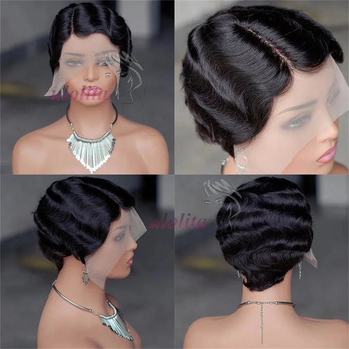  Pixie Cut Finger Wave Bob Wig for Black Women cashymart