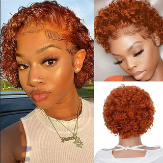  Pixie Cut Wig Human Hair Curly Lace Front cashymart