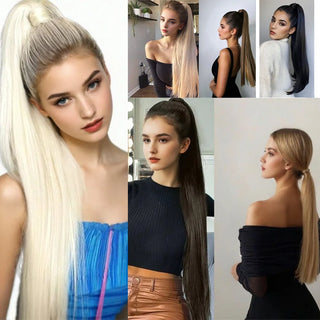  Ponytail Extension Clip In Straight Hairpiece cashymart