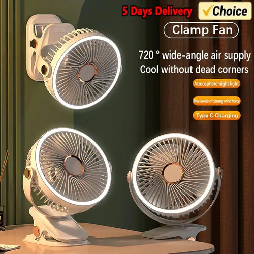  Portable 8000mAh Camping Fan with LED Light cashymart