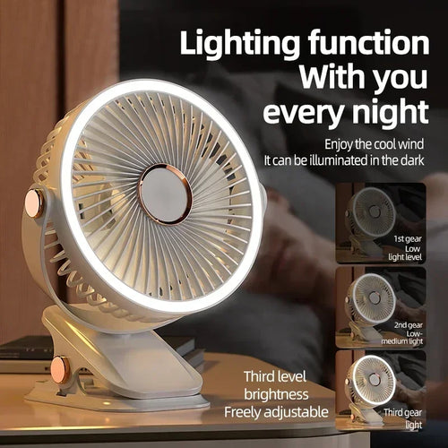  Portable 8000mAh Camping Fan with LED Light cashymart