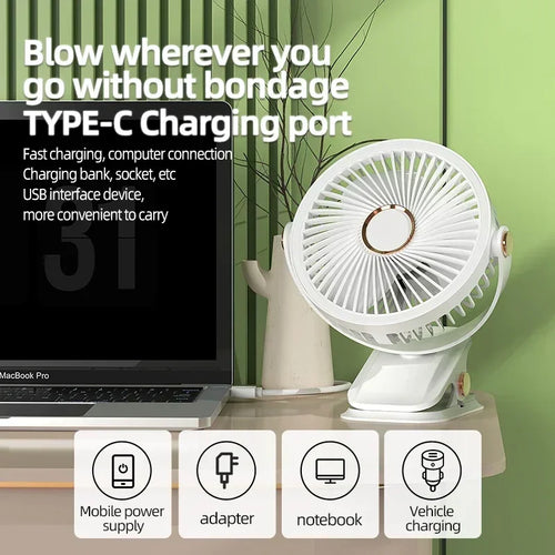  Portable 8000mAh Camping Fan with LED Light cashymart