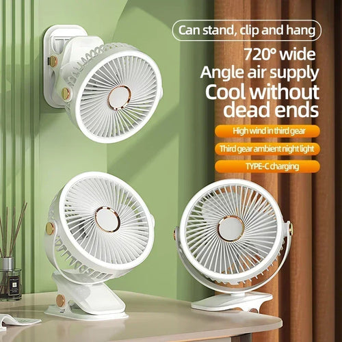  Portable 8000mAh Camping Fan with LED Light cashymart