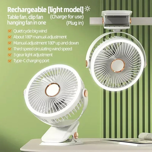 Portable 8000mAh Camping Fan with LED Light cashymart