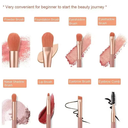  Portable 8Pcs Makeup Brush Set for Flawless Application cashymart