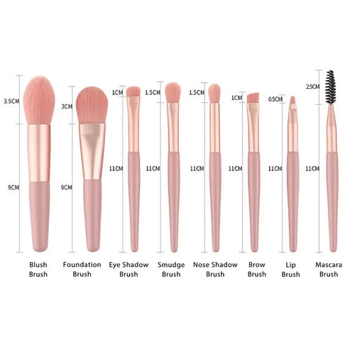  Portable 8Pcs Makeup Brush Set for Flawless Application cashymart