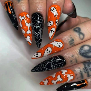  Pumpkin & Ghost Press-On Nails cashymart