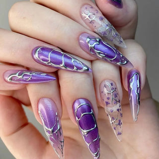  Purple Almond Press-On Nails cashymart