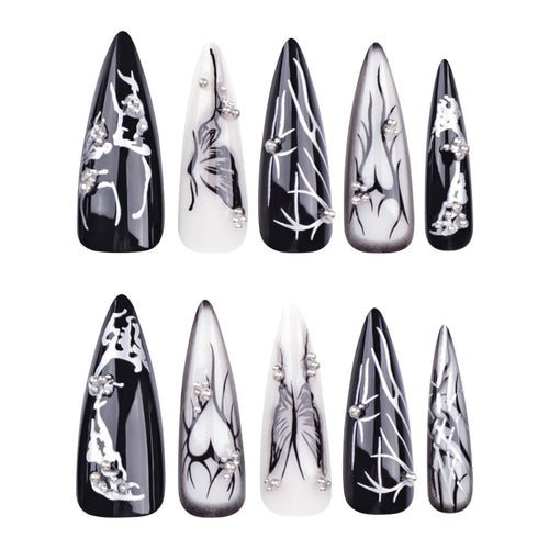  Qsezeny Glam Butterfly Press-On Nails cashymart