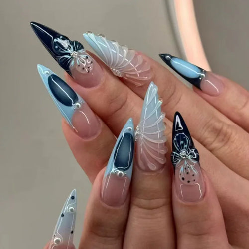  Qsezeny Glam Butterfly Press-On Nails cashymart
