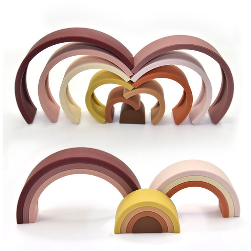  Rainbow Silicone Building Blocks for Early Education cashymart