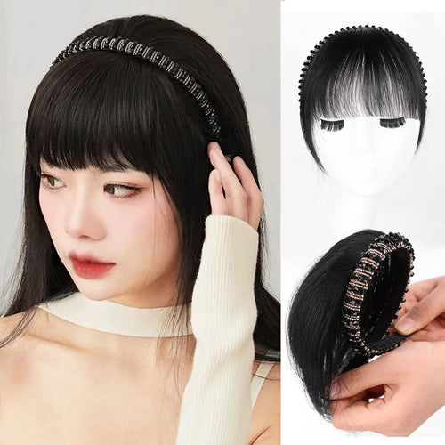  Real Human Hair Short Straight Bangs Extension cashymart