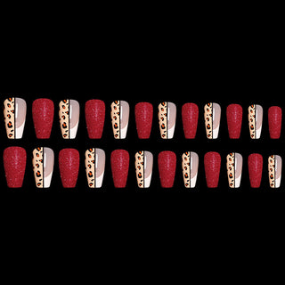  Red Jump Color Leopard Print Ballet False Nails cashymart