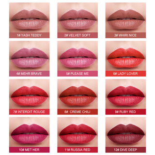  Red Matte Tube Lipstick Balm Long Lasting cashymart