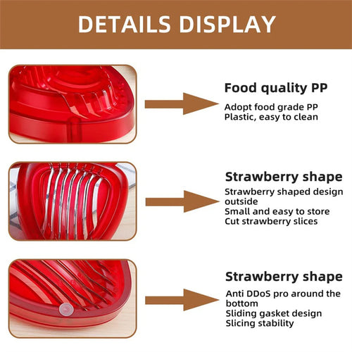  Red Strawberry Slicer Plastic Fruit Carving Tools cashymart