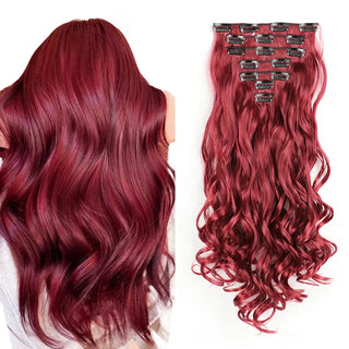  Clip In Hair Extensions 7 PCS 22 Inch Wavy Curly Synthetic Hair Pieces cashymart