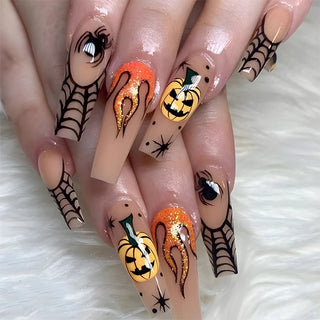 Ghostly Almond Halloween Nail Art