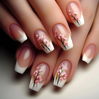 24pcs Flower Design Press On Nails Set