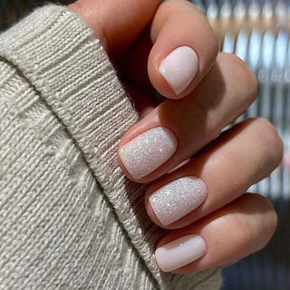 24pcs French Blue Pearl False Nails Set