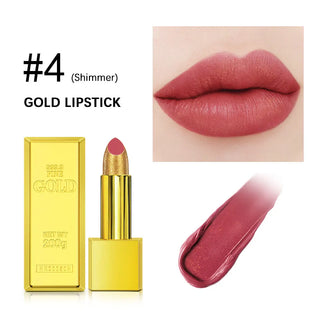  Shimmer Gold Lipstick Metallic Glitter Long Lasting 3.5g cashymart