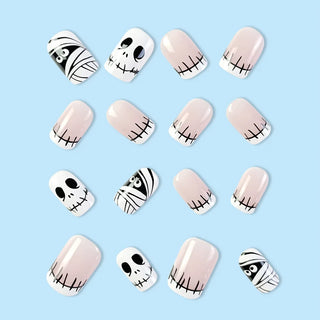  24Pcs Scary Skull Halloween Press-On Nails cashymart