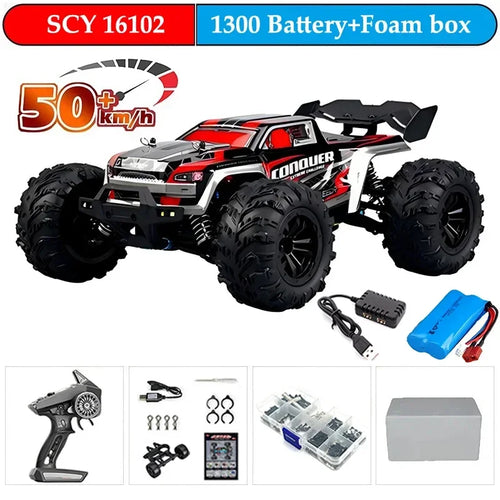 Carro RC Drift 4WD 1:16 de Alta Velocidade com LED - 70KM/H ou 50KM/H