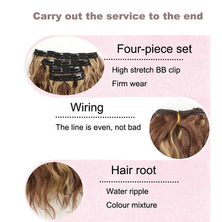  Short Honey Gold Wavy Hair Extensions Set cashymart