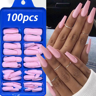  100pcs PINK Artificial Finger Nail Set cashymart