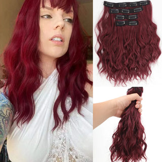  Short Honey Gold Wavy Hair Extensions Set cashymart