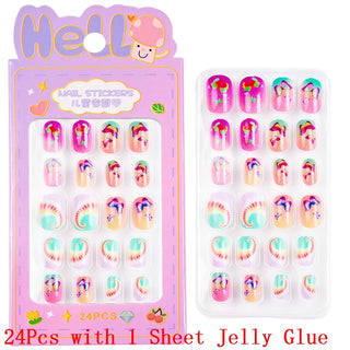  Children Press On Nails 24 Pcs Cute Fake Nails cashymart