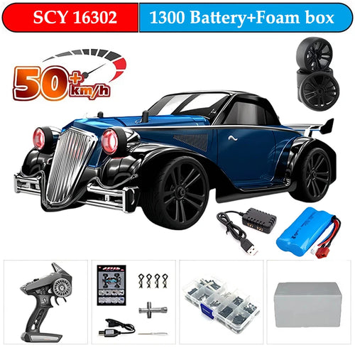 Carro RC Drift 4WD 1:16 de Alta Velocidade com LED - 70KM/H ou 50KM/H