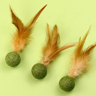  Interactive Catnip Feather Ball cashymart