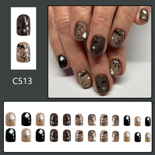  24Pcs Black Halloween Press-on Nails cashymart